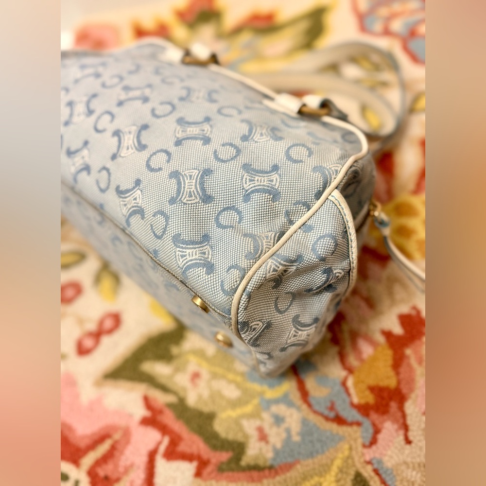 SOLD CELINE Vintage Y2K C Macadam Light Blue & White Cotton Canvas White - Picture 10 of 16